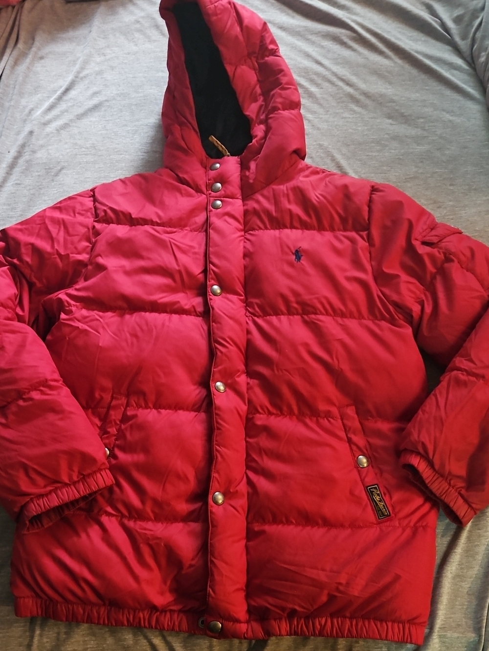 Kids Polo by Ralph Lauren Red Hooded Quilted Puffer Jacket
